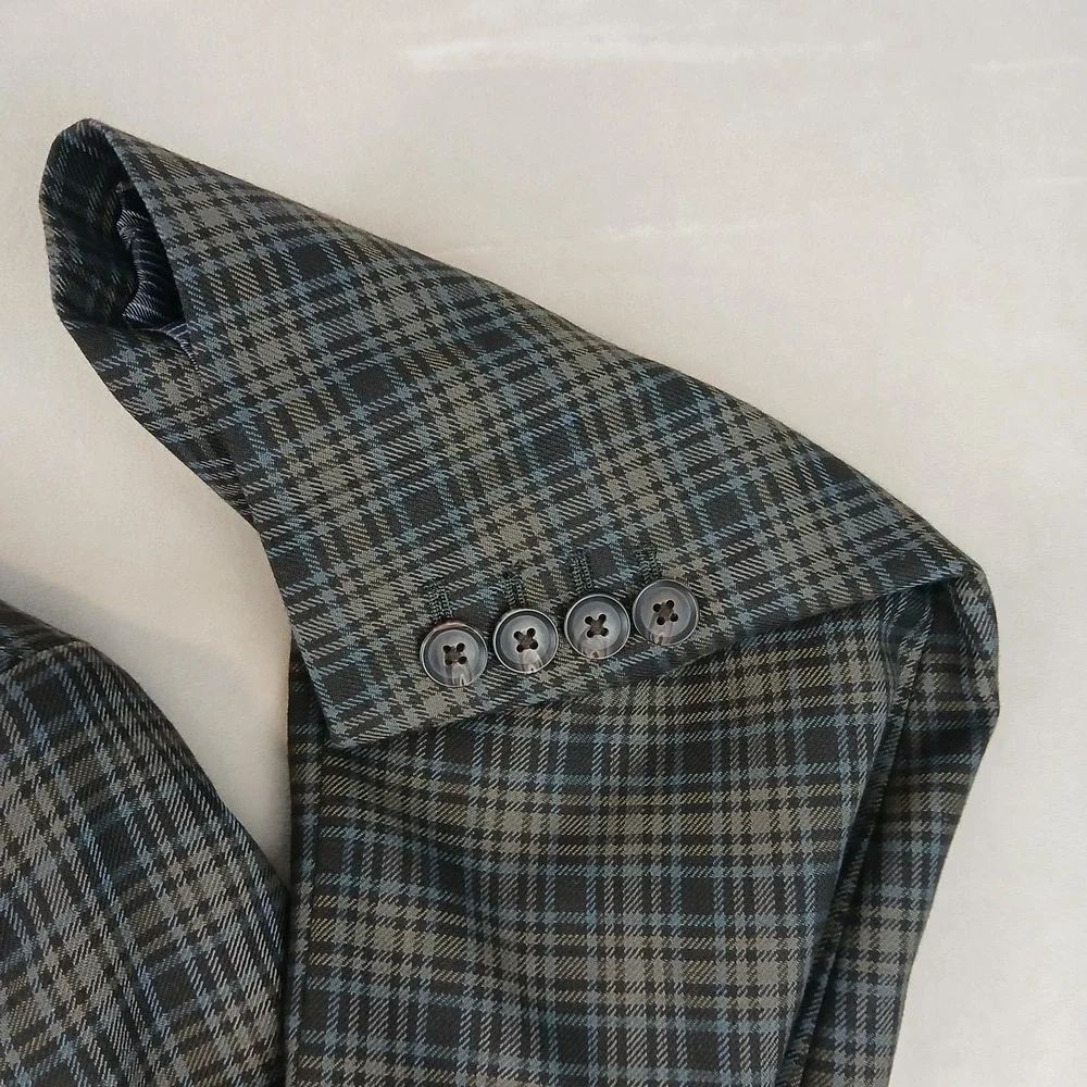 Haggar‎ XL Mens Blazer Jacket Brown Plaid 46R Modern